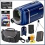 Sony DCR-SX40/L Palm-Sized Camcorder in Blue + 8 GB Memory Stick + Sony Camcorder Case + Additional NPFH Battery + Deluxe Camcorder Accessory Kit