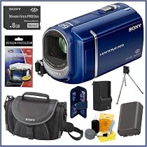 Sony DCR-SX40/L Palm-Sized Camcorder in Blue + 8 GB Memory Stick + Sony Camcorder Case + Additional NPFH Battery + Deluxe Camcorder Accessory Kit