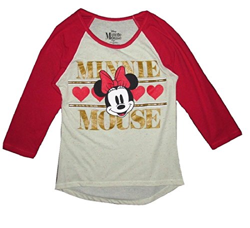 Disney Women's Minnie Mouse T-Shirt Hearts and Sprinkles Raglan (XL)