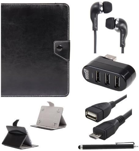 EEEKit 5 in 1 Stater Kit for Insignia Flex 8 NS 14T002, Folio Stand Case Cover,3 Ports USB 2.0 Hub, Micro USB OTG Adapter Cable, Stylus and Earphone