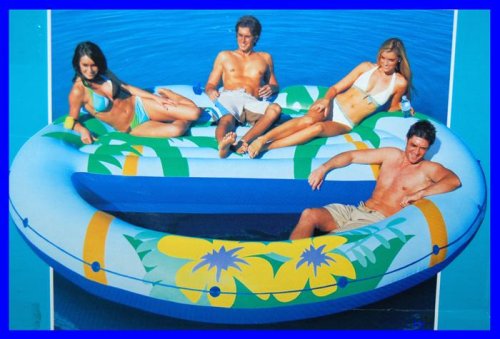 Huge Intex Oasis Inflatable Island Float with Heavy Gauge Mesh Lounge Area