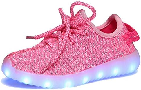 CAYANLAND LED Light Up Shoes Fashion Sneaker for Men Women Kids Child Boy Girls Slip-on with 11 Color Modes£¬15,Pink28