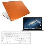 Skque Orange Crystal Hard Transparent Case Cover + LCD Screen Protector Guard + Clear Keyboard KB Soft Skin Case for Apple MacBook Pro 15 with Retina display