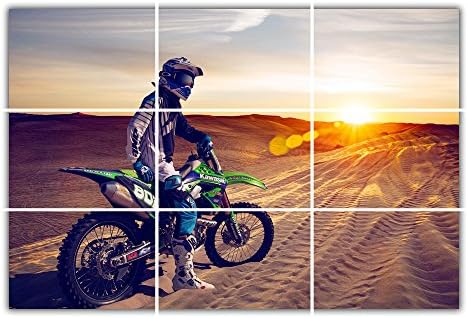 UAE Desert Motocross Motorcycle Sunset Poster Large Print Giant Wall Art Room Decor