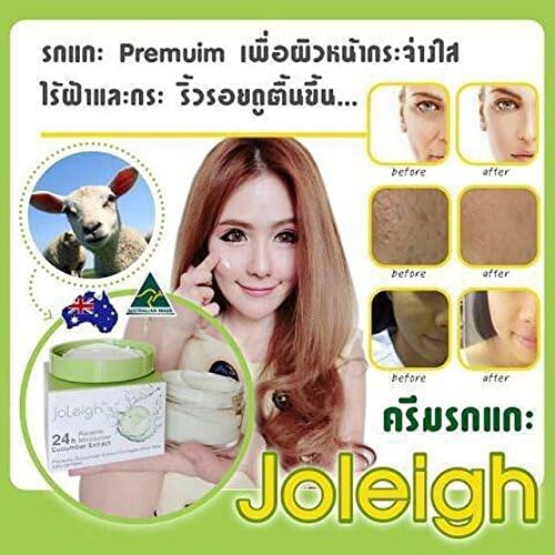 Joleigh Sheep Placenta Moisturiser Cucumber Extract 24hr. Cream Anti Aging Brigthening Acne Dark Spot Wrinkle Rejuvenate Skin Made in Australia [Get Free Tomato Facial Mask + Free Gift : Preaw Coffee Instant Glutathione 3 in 1 Powder Sugar Free.help You to Firming and Whitening Skin. Aromatic Delicious Flavors Mellow. No Sugar]