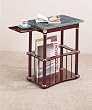 Magazine Side Coffee Table in Cherry Wood Finish and Green Marble Top By Coaster Furniture