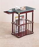 Magazine Side Coffee Table in Cherry Wood Finish and Green Marble Top By Coaster Furniture