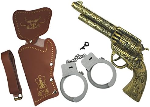 Masaka Toys &amp; Games Sheriff Costume Accessory Gold Toy Gun Set with Sound 3+