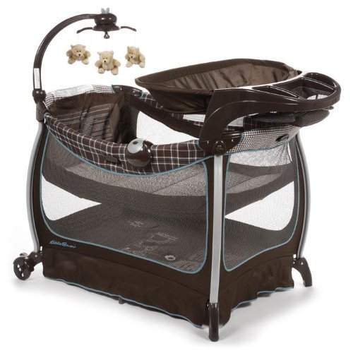 Buy Low Price Cozy Eddie Bauer Complete Care Play Yard, Charter Atlantic Blue PY135AAJ