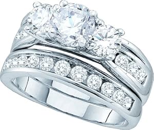 Gold and Diamonds T62477-W 2.50CT-DIA 0.75CT-CRD BRIDAL SET- Size 7