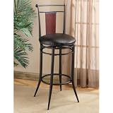 Hillsdale Midtown 30-Inch Swivel Bar Stool, Black finish with Dark Cherry Accented Back and Black Vinyl Upholstry