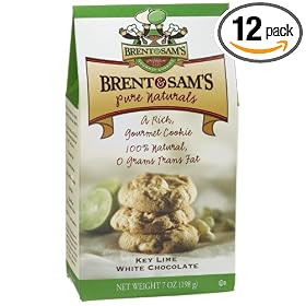 Brent & Sams Pure Naturals Key Lime White Chocolate Cookies, 7-Ounce Boxes (Pack of 12)
