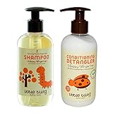 Little Twig All Natural Organic Happy Tangerine Hypoallergenic Baby Shampoo & Wash and Conditioning Detangler With Jojoba Essential Oil, Rosemary & Cucumber, Synthetic Fragrance Free, 8.5 oz. each