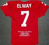 John Elway Stanford Cardinal Autographed Mesh Stat Football Jersey (Red)