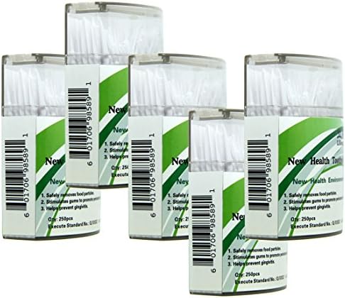 Fcclss Dental Brushpicks Clean Flossers, Environmental PP Toothpicks Sticks 250pcs Huge Capacity with a Family Use Box, Pack of 5 Box