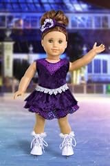 Ice Skating Queen - Outfit includes Purple Leotard with Ruffle Skirt, Decorative Head Band and White Skates - Clothing for 18 inch Dolls