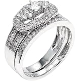 Best Price 14k White Gold Round Diamond Ladies Bridal Ring Engagement Set (0.75 cttw, H-I Color, I1 Clarity)