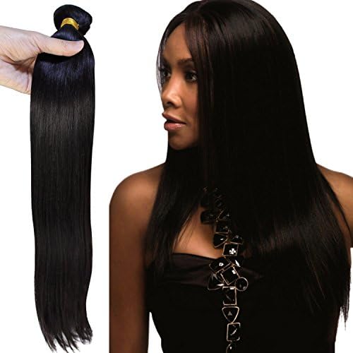 EX10 Human Hair Extensions 22" 100% Unprocessed Brazilian Human Hair Natural Silky Straight 8A Grade 22 inches 100g/bundle (Natural Black) 1 PACK