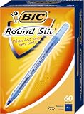 BIC Round Stic Ball Pen, Medium Point (1.0 mm), Blue, 60 Pens
