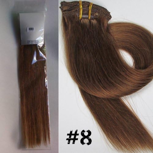 21 Color 15" 18" 20"22" 7pcs Straight Remy Clip in Real Human Hair Extensions 70gr/80gr (18inch   70gr, Color #8 Medium Ash Brown)
