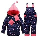 Snone秋冬 防寒着 幼児服 ベビー服 厚手 保温　ダウンオーバーオール＆ダウンジャケット 二点セット アウターウエア ロンパース オールインワン