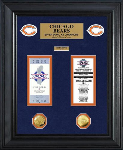Chicago Bears - Super Bowl 20 XX - Tickets - Coins - Framed Photo Picture