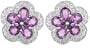 10k White Gold Amethyst and Diamond Flower Earrings