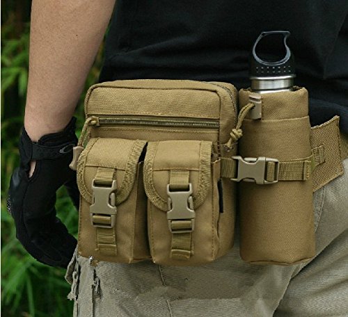 Outdoor Jungle Hiking Cycling Bike Camping Fanny Waist Pack Pouch Hip Belt Bag Tactical Pocket (Brown)