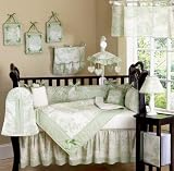 JoJo Designs 9-Piece Baby Crib Infant Bedding Set - Vintage French Sage Toile