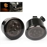 SUNPIE Amber Front LED Turn Signal Light Assembly for 2007~2016 Jeep Wrangler JK Turn Lamp Fender Flares Eyebrow Indicator Side Maker Parking Lights Bulb Smoke Lens Pack of Two