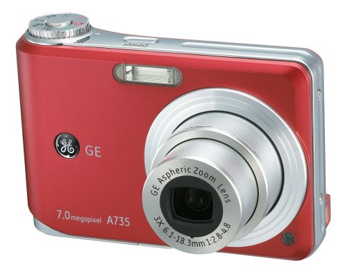 GE A735 Red Digital Camera (7MP x3 zoom, 2.5-inch LCD, 1600 ISO, Smile, Blink & Face Detection)
