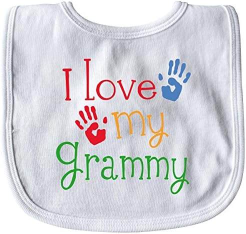 Inktastic Baby Boys' I Love My Grammy Baby Bib White