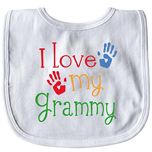 Inktastic Baby Boys' I Love My Grammy Baby Bib White