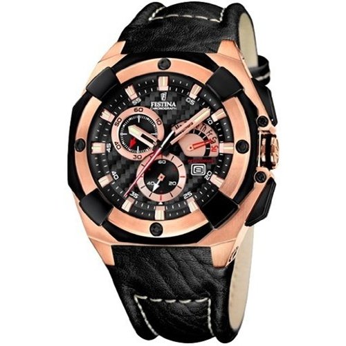 Festina Men's Sahara F16357/3 Black Leather Quartz Watch with Silver Dial