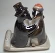 Ceramic Penguins on a Sled Salt and Pepper Shakers 3 Pc Set