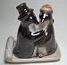 Ceramic Penguins on a Sled Salt and Pepper Shakers 3 Pc Set