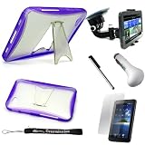 Purple Cradle Kickstand Protective High Quality Stand Alone Hard Shell TPU Skin Cover Case for Samsung Galaxy Tab Tablet + Includes a Durable Screen Protector + Includes a 360° Rotatable Windshield Mount + Includes a Stylus Pen to Navigate Your Tablet + Includes a Car USB Charger