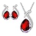 SMTSMT Women Crystal Pendant Silver Plated Chain Necklace (Red)