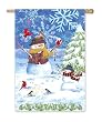 Snowman & Birds Silk Reflections Regular Size Flag