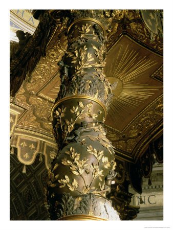 Barley Sugar Column from the Baldacchino with Laurel Leaves and Putti Chasing Bees, 1633 Art Styles Giclee Poster Print by Giovanni Lorenzo Bernini, 12x16