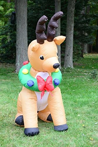 Christmas Lighted Airblown Inflatable Reindeer w. Rotating Head 6 Ft (KS0060)