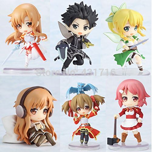 Better Daily Japan Anime Sword Art Online Fairy Dance Kirito Asuna Lefa PVC Action Figures Collectible Toys 6pcs/set 2.5" 6CM