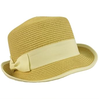 Ladies Beach Summer Bucket Flat Top Porkpie Fedora Crusher Sun Cap Hat Natural