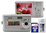 SVP DC-12DX-Silver 12MP Max Thinnest DIGITAL CAMERA VIDEO w/ SOUND! (SVP 8GB SDHC Memory Card & AAA Rechargeable Set Included)