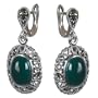 Women's Sterling Silver Onyx Gemstone Drop Earrings 1 Inches