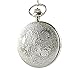 Youyoupifa Stainless Steel Case White Dial Vintage Design Pocket Watch with Chain (Silver)