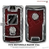 Razr V3 Carbon Fiber Red and Chrome WraptorSkinz Skin for Motorola Razor by TuneTattooz