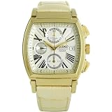 Seiko Ladies Chronograph White Dial Watch with Cream Colored Leather Strap. Model: SNDZ98 by Seiko