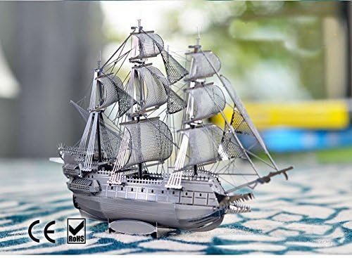 PEESG 3D Assembly Metal Modle Puzzles Works Arts Including Tools The Flying Dutchwan (Silver)