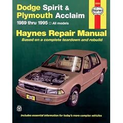 Plymouth Acclaim & Dodge Spirit Automotive Repair Manual: Models Covered : All Plymouth Acclaim/Dodge Spirit Models 1989 Through 1995